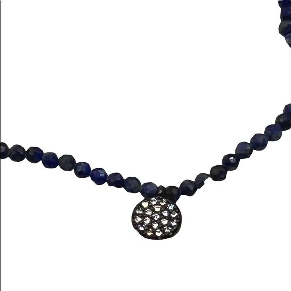 Kesi Jewels Macy's HE40 Blue Lapis Pave Crystal Circle Charm Bead Bracelet NWT - Picture 3 of 4
